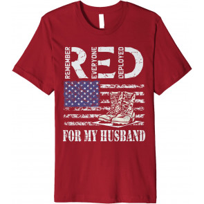 RED Friday For My Deployed Husband Military Wife Soldier T-Shirt