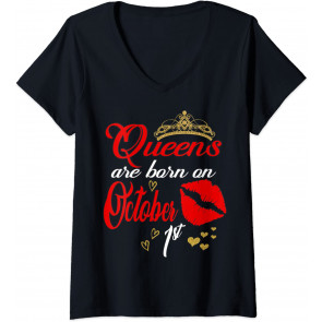 Red Lips Queens Are Born On October 1st Libra Birthday Girl T-Shirt