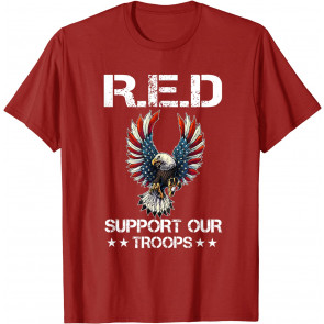 RED Remember Everyone Deployed Support Our Troops Eagle T-Shirt