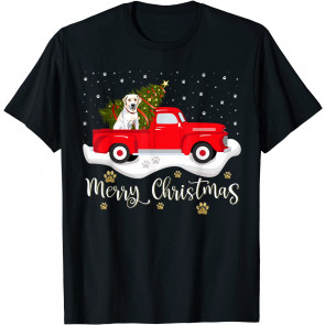 Red Truck Merry Christmas Tree Labrador Retriever Christmas T-Shirt