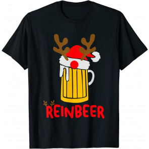 Reinbeer Santa Claus Reindeer Drinking Beer T-Shirt