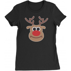 Reindeer Red Nose Smiling Womens T-Shirt