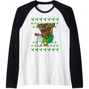 Reindeer Smoking Weed Stoned Rudolph Ugly Christmas  T-Shirt