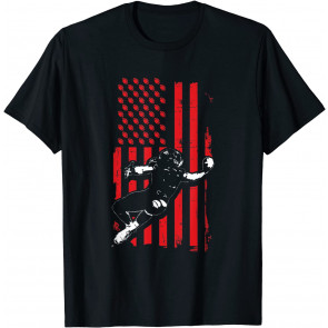Retro American Flag American Football Gift Quaterback T-Shirt
