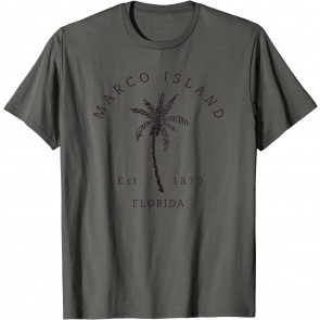 Retro Cool Marco Island Florida Palm Tree Novelty Art T-Shirt