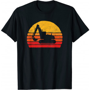 Retro Excavator & Sunset Vintage Construction Design Retro T-Shirt