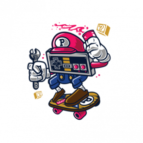 Retro Mario Nintendo Skating Gaming Tshirt