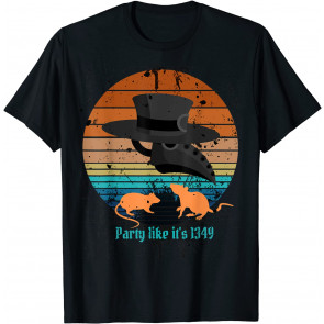 Retro New Year Plague Doctor, Party Like It's 1349, Rats T-Shirt