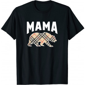 Retro Plaid Bear Mama Proud Mom Design T-Shirt
