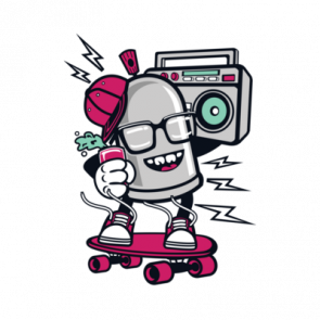 Retro Skating Spraypaint Can With Boombox Graffiti Tshirt