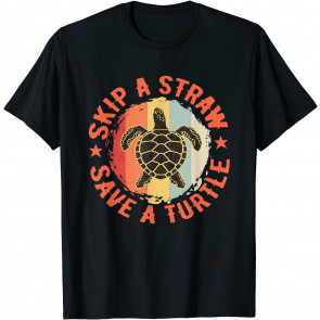 Retro Skip A Straw Save A Turtle T-Shirt