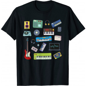 Retro Synthesizer Guitar Music Producer T-Shirt