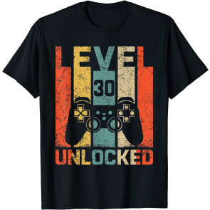 Retro Vintage 30th Birthday Gamer Level 30 Unlocked T-Shirt
