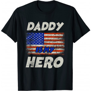Retro Vintage Daddy Is My Hero American Flag T-Shirt