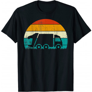 Retro Vintage Sunset Recycling Trash Kids Garbage Truck T-Shirt