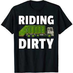 Riding Dirty Garbage Day Trash Truck Recycling Man Kids T-Shirt