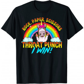 Rock Paper Scissors Throat Punch Unicorn I Win  T-Shirt