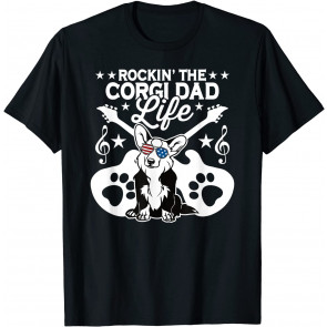Rockin The Corgi Dad Life Dog Lover Guitar Musician T-Shirt