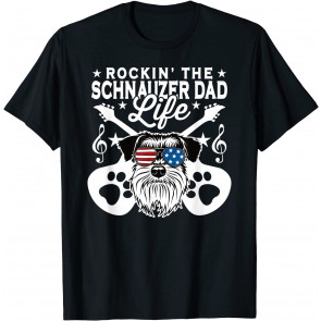 Rockin The Schnauzer Dad Life Dog Lover Guitar Musician T-Shirt