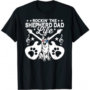 Rockin The Shepherd Dad Life Dog Pet Lover Guitar Musician T-Shirt