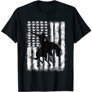Rodeo Bucking Bronc Riding Distressed Grunge Cowboy T-Shirt
