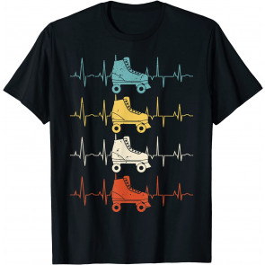 Roller Skate Heartbeat Skater Skating Retro Vintage 70s 80s T-Shirt