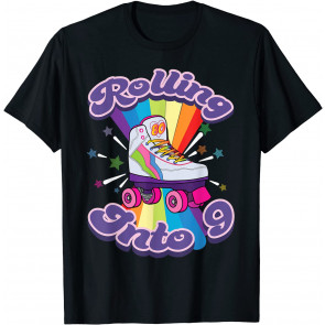 Roller Skating 9 Years Old 9th Birthday Girl Skate 80's Gift T-Shirt