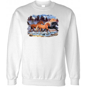 Running Free - Horses Equine Lover USA Freedom - Fleece Sweat T-Shirt