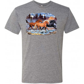 Running Free - Horses Equine Lover USA Freedom - Tri-Blend T-Shirt