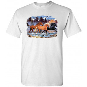 Running Free - Horses Equine Lover USA Freedom - T-Shirt