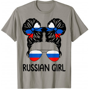 Russian Girl Messy Hair Russia Pride Patriotic Gift Kids T-Shirt