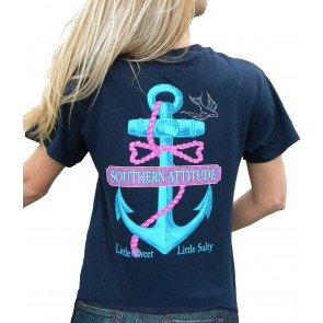 Salty Anchor Navy Blue Preppy T-Shirt