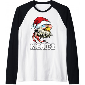 Santa Bald Eagle Merica USA Flag Patriotic Christmas Pajama T-Shirt