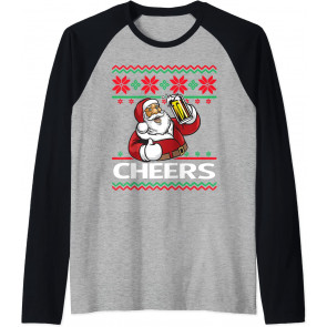 Santa Claus Beer Drinking Cheers Ugly Christmas T-Shirt