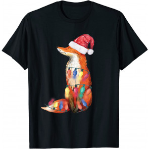 Santa Fox Christmas Lights Fox Lover Christmas Gift T-Shirt