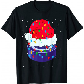 Santa Hat Hockey Sport Xmas Boys Men T-Shirt