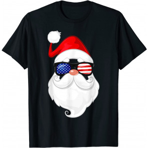 Santa Patriotics Vintage American Sunglasses Christmas T-Shirt