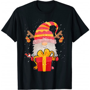 Santa Reindeer Gnome Drinking Wine T-Shirt