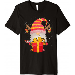 Santa Reindeer Gnome Drinking Wine T-Shirt