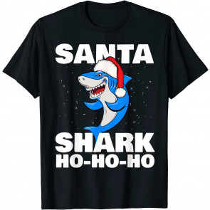 Santa Shark Ho-Ho-Ho Kids Santa Shark With Christmas Hat T-Shirt