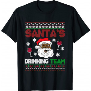 Santa's Drinking Team Wine Christmas Holiday T-Shirt