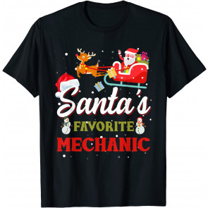 Santa's Favorite Mechanic Christmas Pajamas T-Shirt