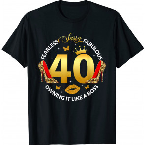 Sassy And Fabulous 40 Years Old 40th Birthday Leopard Heels T-Shirt