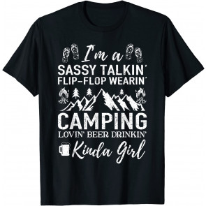 Sassy Talking Flip-Flop Camping Beer Girl T-Shirt