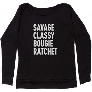 Savage Classy Bougie Ratchet Off Shoulder Sweat T-Shirt