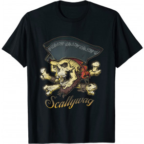 Scallywag Pirate Skull And Crossbones Jolly Roger T-Shirt