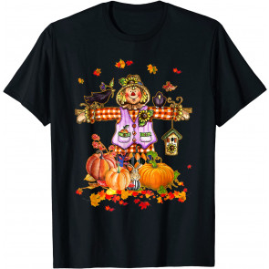Scarecrow Autumn Hello Fall Pumpkin Thanksgiving Halloween T-Shirt