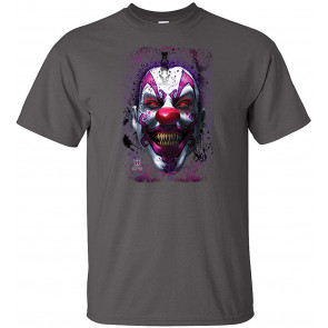 Scary Keep Smiling Purple Clown Face Halloween Evil T-Shirt
