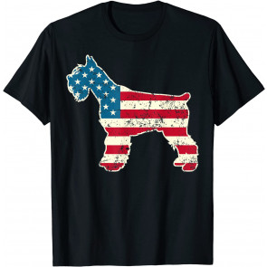 Schnauzer 4th Of July Dog Lover Gifts Men USA American Flag T-Shirt