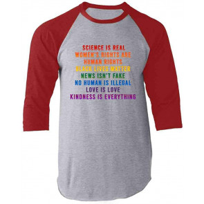Science Is Real Black Lives Matter Womens Rights LGBTQIA Kindness Rainbow Facts  T-Shirt